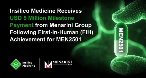 英矽智能获美纳里尼3900万港币里程碑付款，合作项目MEN2501完成首例患者给药