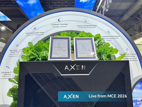 TÜV莱茵为AXEN Ultra+系列住宅采暖热泵颁发A+++能效符合性证书