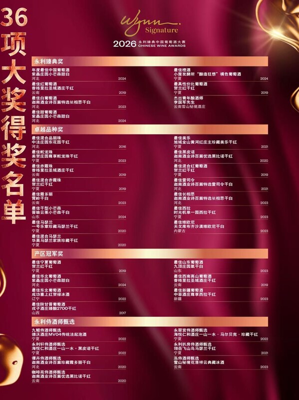 "2026永利臻典 -- 中国葡萄酒大赛"颁奖典礼盛大举行