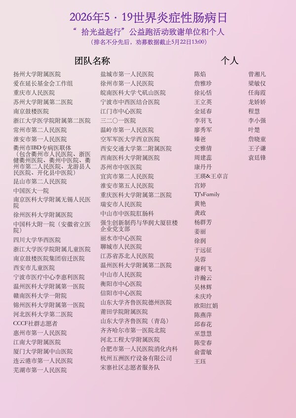 点亮紫韵全城 奔跑为爱同行----2026年5•19世界炎症性肠病日全国公益行动圆满举行