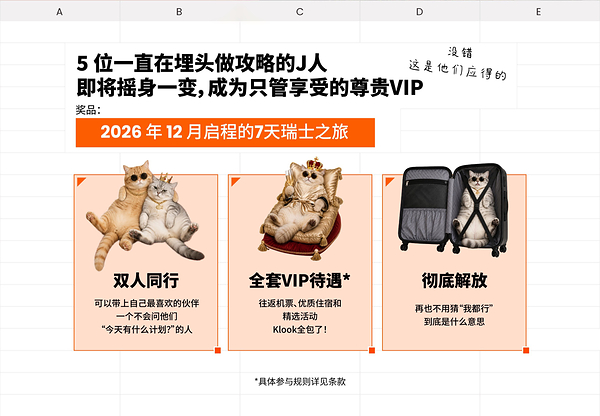 Klook客路旅行全球寻人:全世界寻找5位最强"J人旅行规划者",获得瑞士7日全包之旅 Klook客路旅行全球寻人:全世界寻找5位最强"J人旅行规划者",获得瑞士7日全包之旅