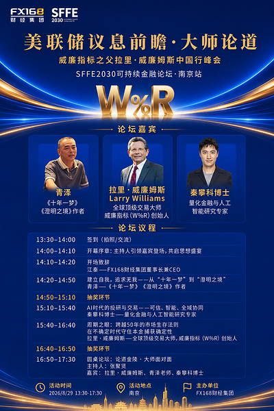"威廉指标之父"Larry Williams 8•29亲临南京:共话美联储政策、风险管理与AI投研 "威廉指标之父"Larry Williams 8•29亲临南京:共话美联储政策、风险管理与AI投研